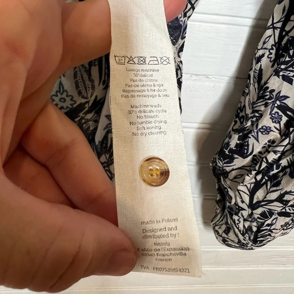 Tinsels Maison Française Women's Floral Print Long Sleeve Button-Down Shirt Sz 2 - Picture 13 of 15